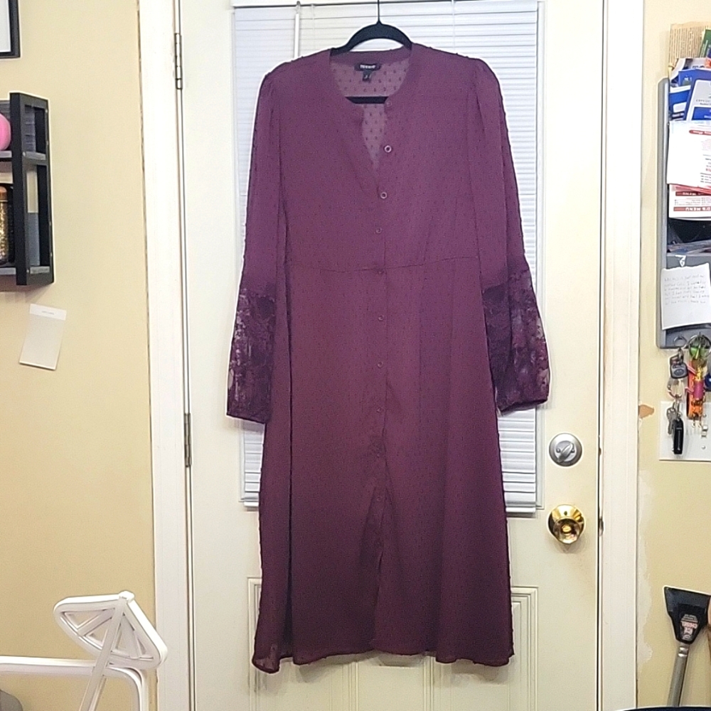 Torrid Clip Dot Button Front Maxi Kimono